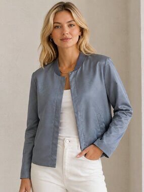 Sissy Boy Women's Blue Jacket XS Zip Front Lightweight Office Career Casual